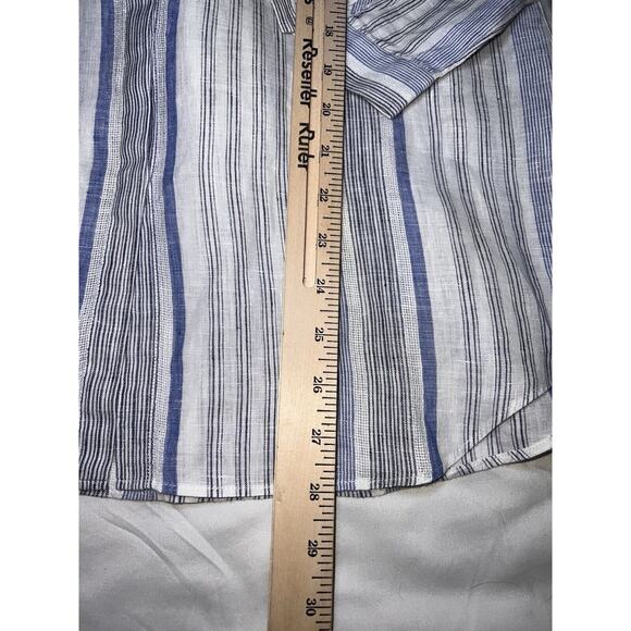 Lafayette 148 Shirt Women's Size S Blue Striped Button Up Long Sleeve 100% Linen - Picture 5 of 12